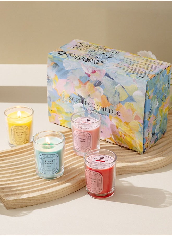 Scented Candles Gift Set | Aromatherapy Candles | 6 Scented Candles | Glass Jar 2.2Oz Colourful| Natural Soy Wax & Essential Oil | Ideal Gift for Anniversary, Birthday, Mother's Day, Bath,Spa, Meditation