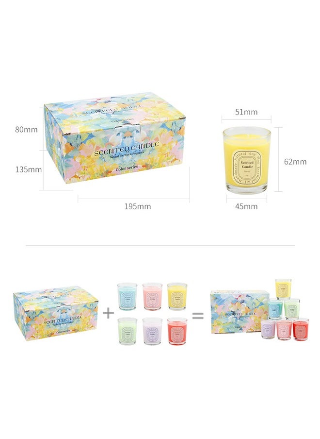 Scented Candles Gift Set | Aromatherapy Candles | 6 Scented Candles | Glass Jar 2.2Oz Colourful| Natural Soy Wax & Essential Oil | Ideal Gift for Anniversary, Birthday, Mother's Day, Bath,Spa, Meditation