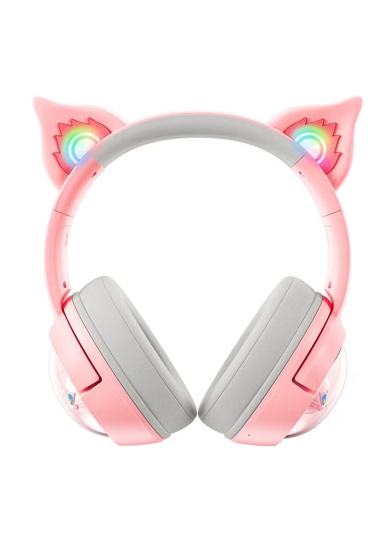 Professional Wireless Computer Gaming Headset B5 Pink Cat Ear Low Latency RGB Headset Gaming Ps5 Bloutooth Headphones
