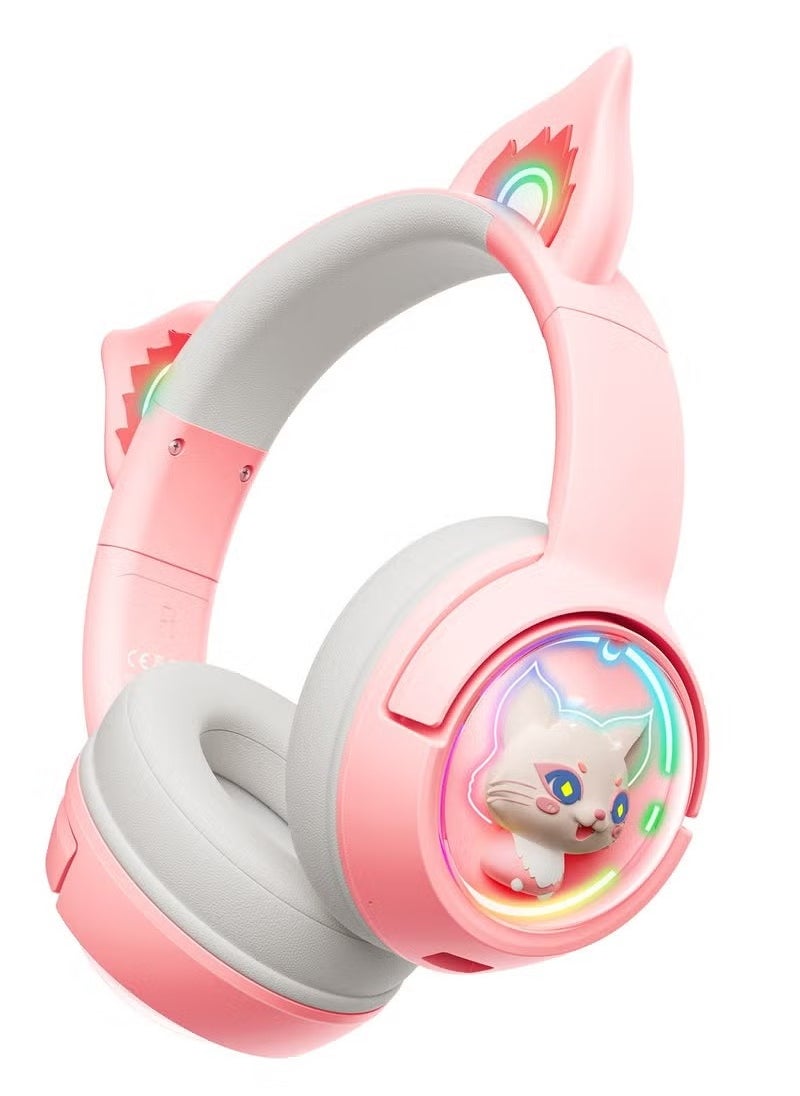 Professional Wireless Computer Gaming Headset B5 Pink Cat Ear Low Latency RGB Headset Gaming Ps5 Bloutooth Headphones