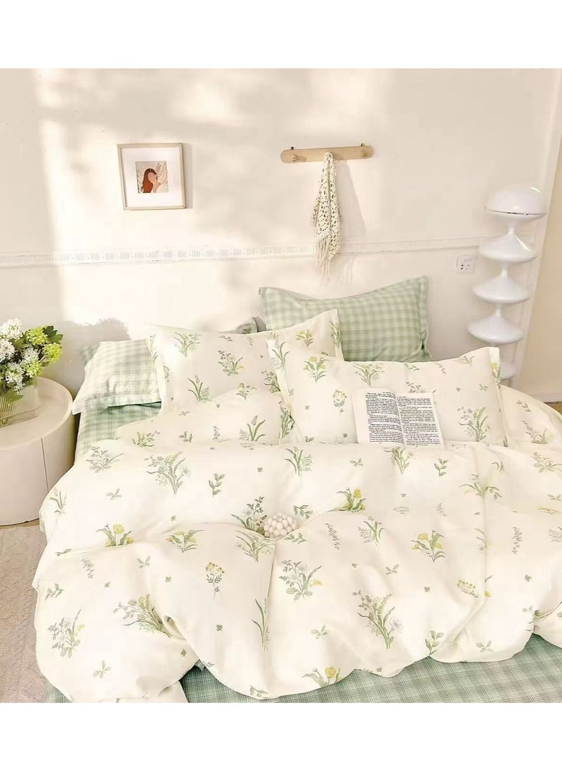 Super King Size Duvet Cover Set Hotel Luxury Feel Bedding Set Cotton Material Bedding Set Fad and Wrinkle Resistant Set Include 1 Fitted Bed Sheet 1 Duvet Cover and 4 Pillowcases 220x240c