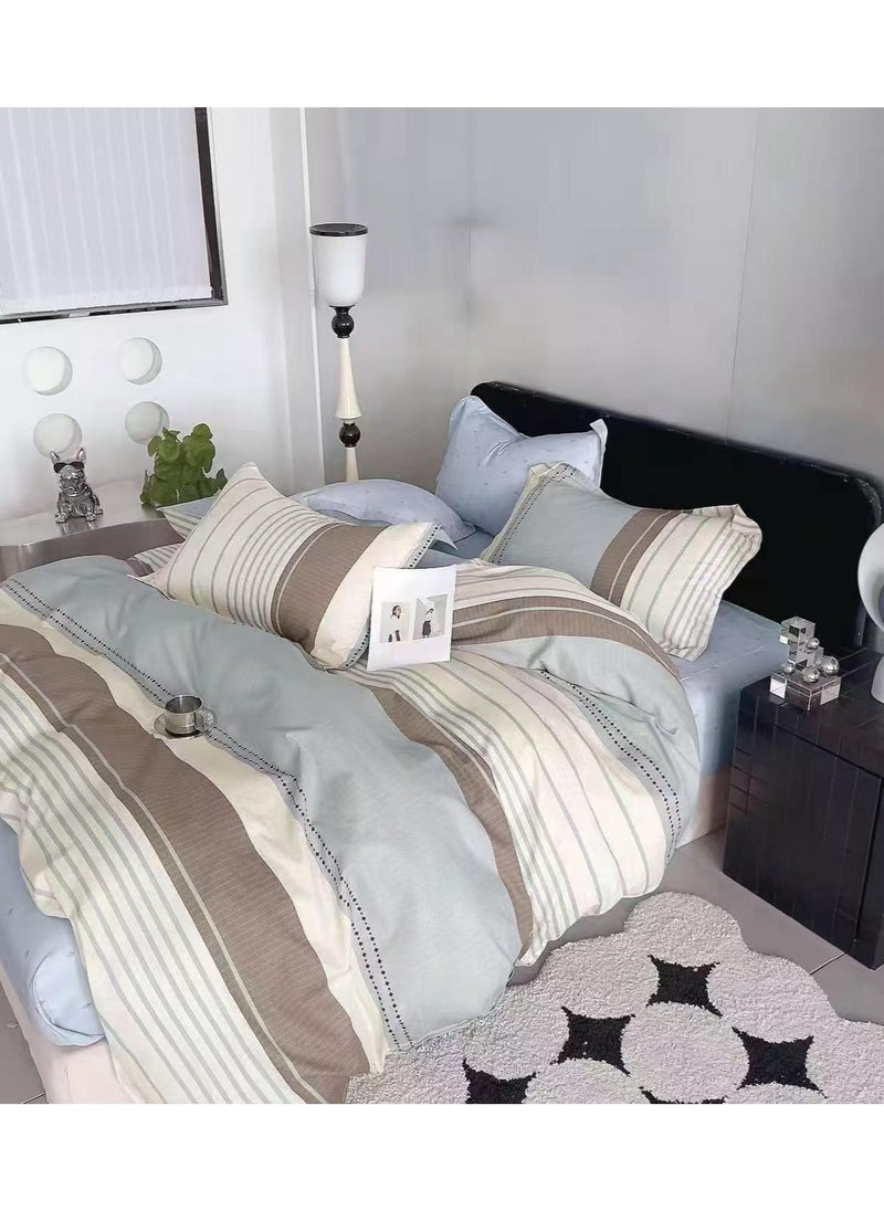 Super King Size Duvet Cover Set Hotel Luxury Feel Bedding Set Cotton Material Bedding Set Fad and Wrinkle Resistant Set Include 1 Fitted Bed Sheet 1 Duvet Cover and 4 Pillowcases 220x240c