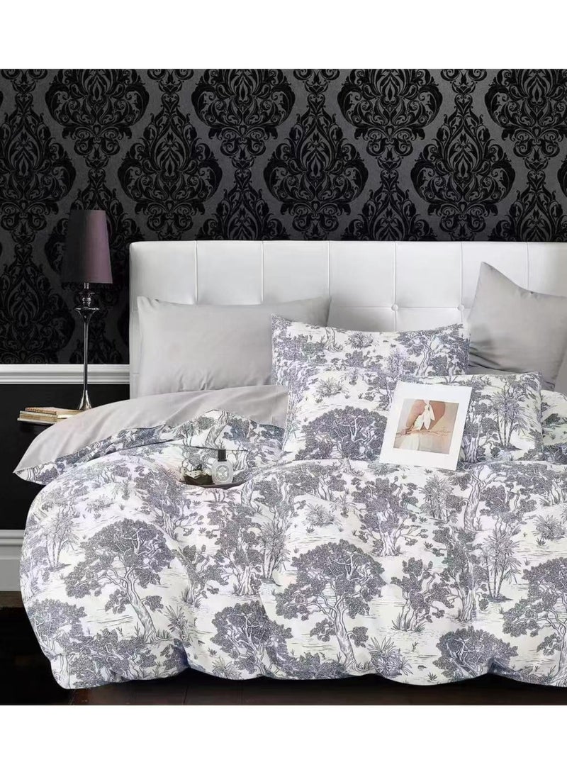 Super King Size Duvet Cover Set Hotel Luxury Feel Bedding Set Cotton Material Bedding Set Fad and Wrinkle Resistant Set Include 1 Fitted Bed Sheet 1 Duvet Cover and 4 Pillowcases 220x240c