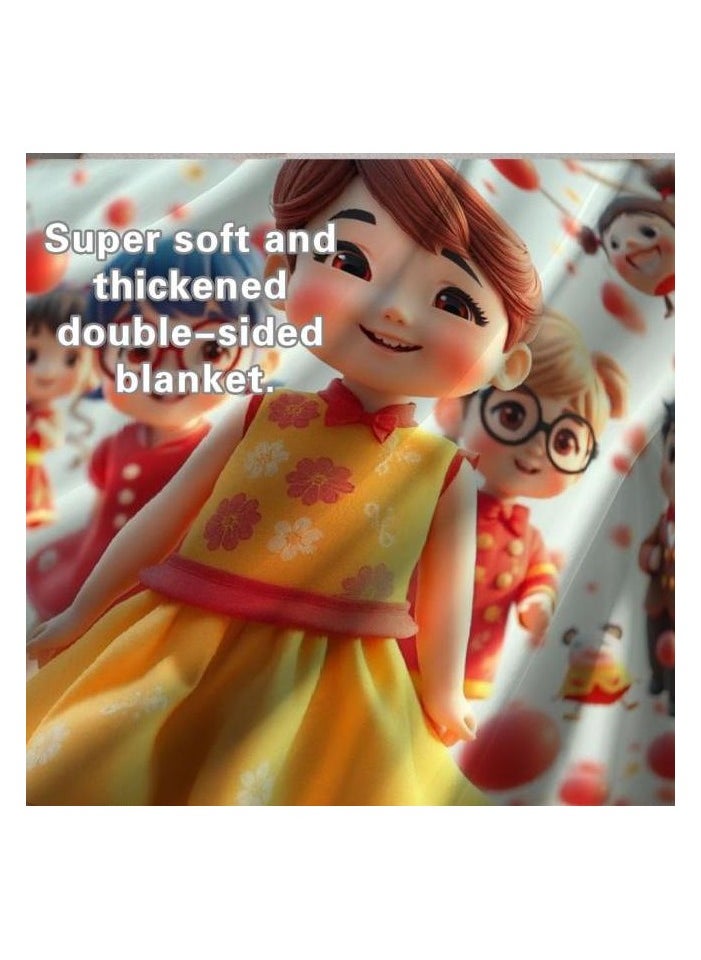 Children's or student cartoon flannel thin blanket (warm and comfortable, suitable for sleep, games) 100cm*150cm - 615