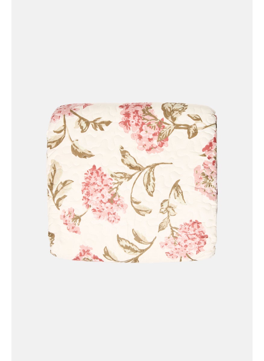 3 Pieces Floral Pattern Cotton Feel Bedspread Set, Multicolor