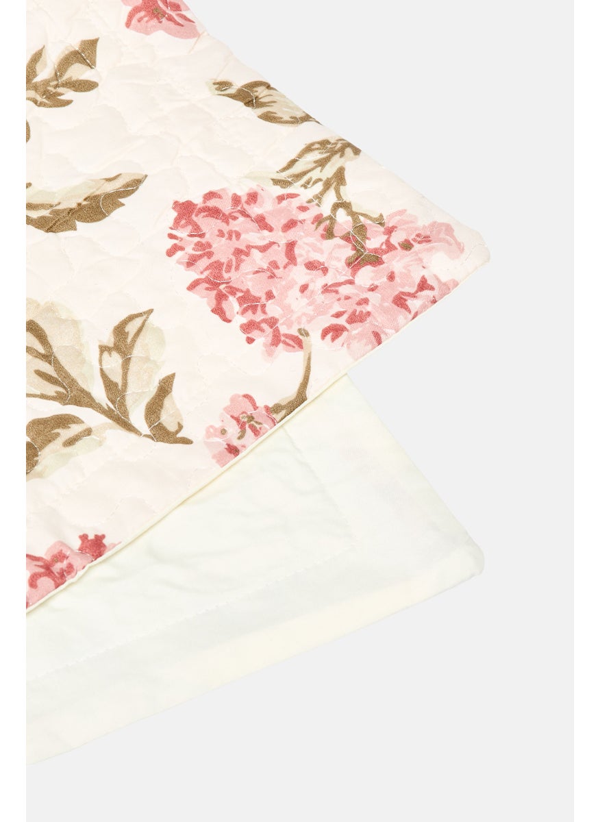 3 Pieces Floral Pattern Cotton Feel Bedspread Set, Multicolor