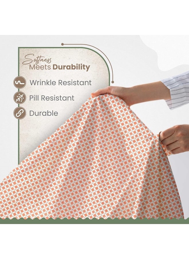 Martex 200 Thread Count Long Staple 100% Organic Cotton 4 Piece Full Bed Sheet Set - 1 Fitted Sheet, 1 Flat Sheet, 2 Pillow case - Hotel Quality Fade Resistant - Full Size Sheet Set (Full, Orange)