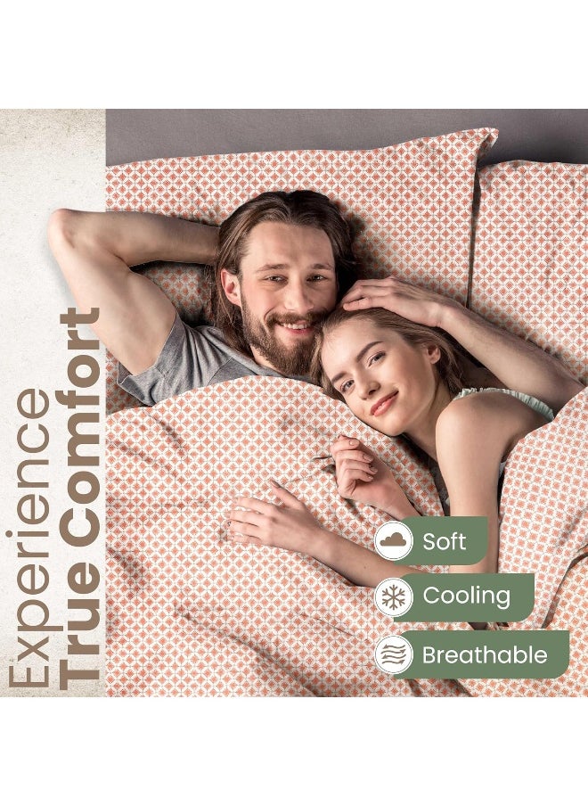 Martex 200 Thread Count Long Staple 100% Organic Cotton 4 Piece Full Bed Sheet Set - 1 Fitted Sheet, 1 Flat Sheet, 2 Pillow case - Hotel Quality Fade Resistant - Full Size Sheet Set (Full, Orange)