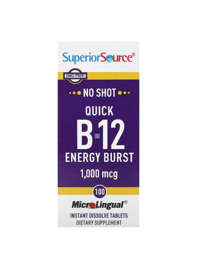 Superior Source, Quick B-12 Energy Burst, 1,000 mcg, 100 MicroLingual Instant Dissolve Tablets