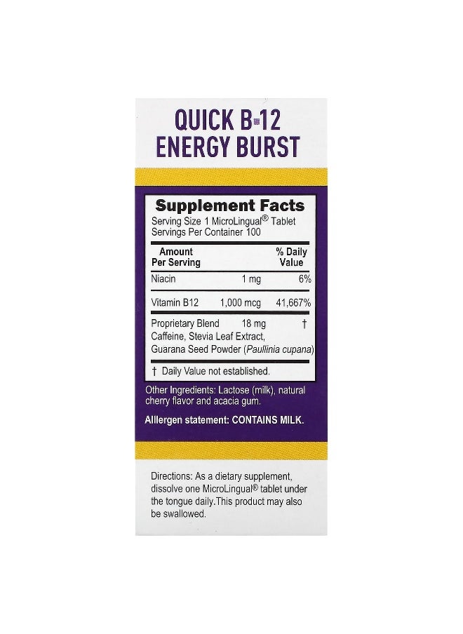 Superior Source, Quick B-12 Energy Burst, 1,000 mcg, 100 MicroLingual Instant Dissolve Tablets