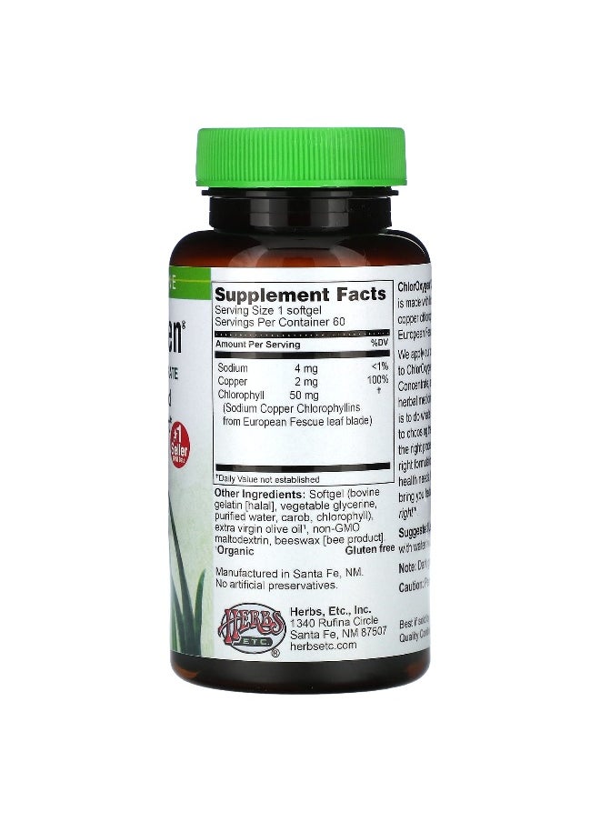 Herbs Etc., ChlorOxygen®, Chlorophyll Concentrate, 50 mg, 60 Softgels