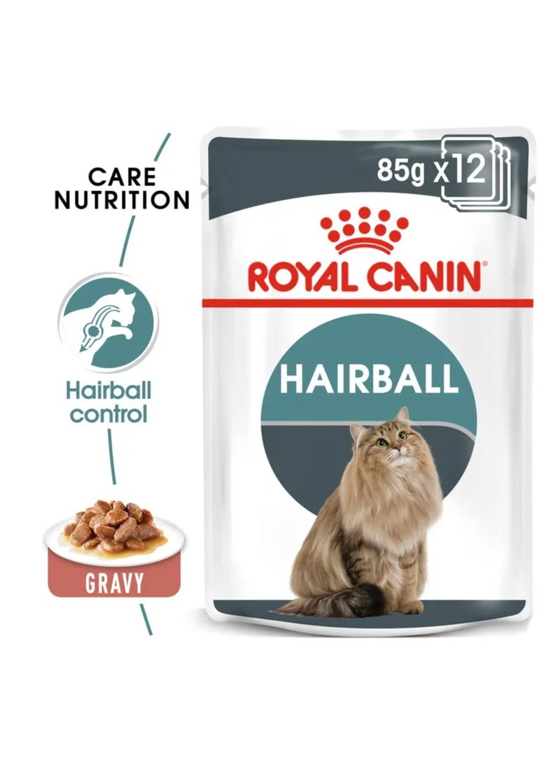 ROYAL CANIN FELINE CARE NUTRITION HAIRBALL GRAVY WET FOOD 12 X 85G