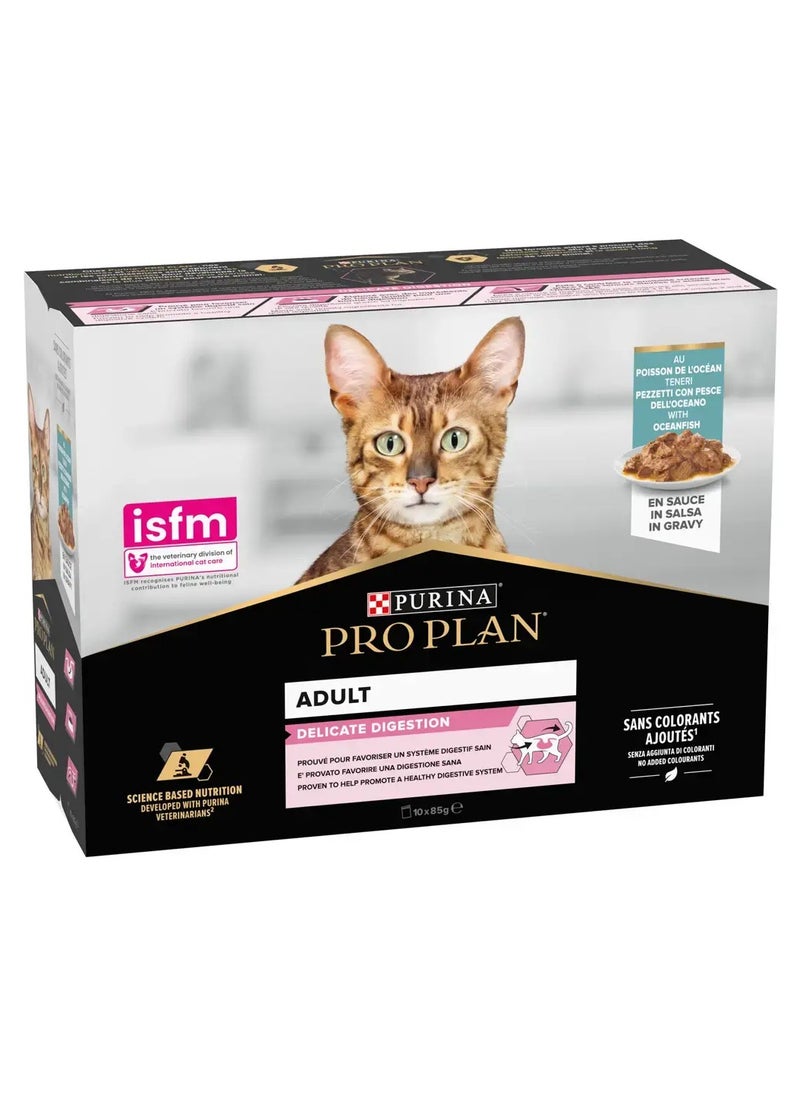 PRO PLAN DELICATE WET CAT FOOD OCEANFISH IN GRAVY 10X85G