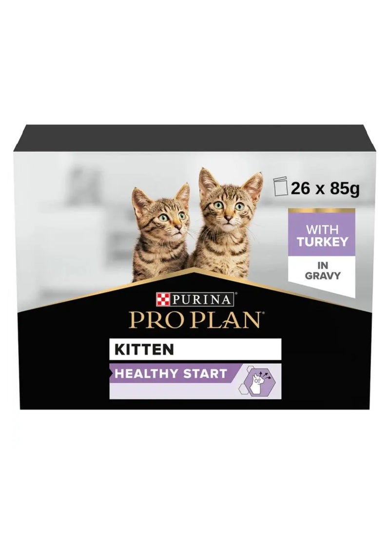 PRO PLAN KITTEN WET CAT FOOD WITH TURKEY GRILLED IN GRAVY 26X85G