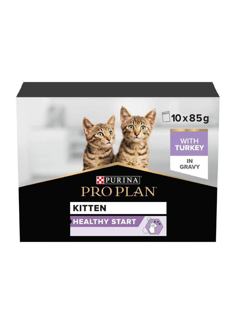 PRO PLAN KITTEN WET CAT FOOD TURKEY IN GRAVY MULTIPACK 10X85G
