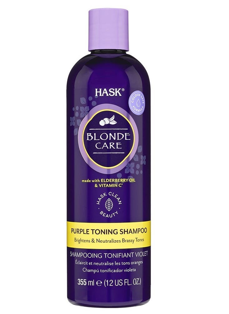 Blonde Care with Elderberry Oil and Vitamin C Purple Toning Hair Shampoo Brighten and Naturalize Brassy Tone 355ml