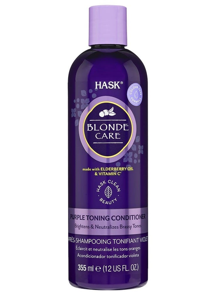 Blonde Care with Elderberry Oil and Vitamin C Purple Toning Hair Conditioner Brighten and Naturalize Brassy Tones 355ml