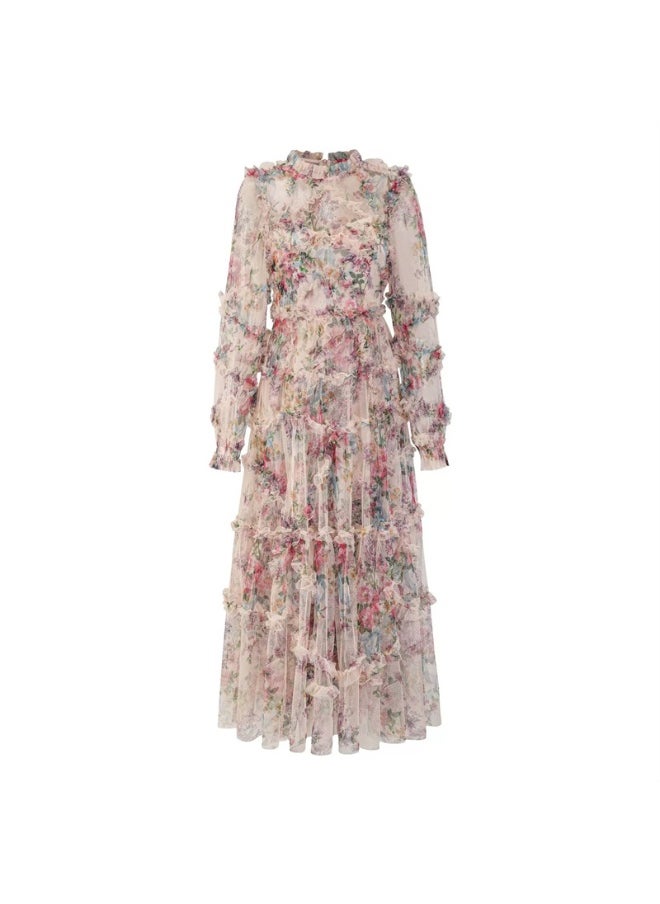 Dreamy Floral Tulle Princess Long Dress
