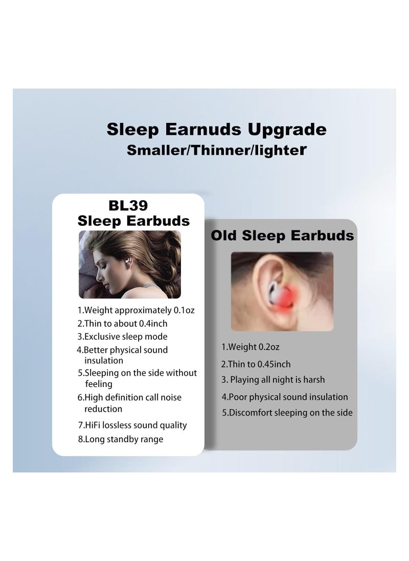 Wireless Sleep Earbuds for Side Sleepers - Invisible Bluetooth Headphones with Active Noise Cancelling, Compact Design for Comfortable Sleep, Ideal for Restful Nights.