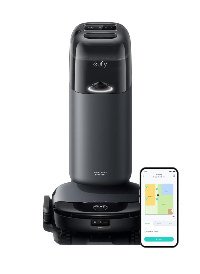 Omni S1 Robot Vacuum Cleaner with Mop, Groundbreaking Floor Washing System, All-in-One Station, 8000 Pa, Smart Obstacle Avoidance, Mop Auto-Retraction, Corner-to-Edge Deep Cleaning and Lift Mop 30 W ‎T2071 black