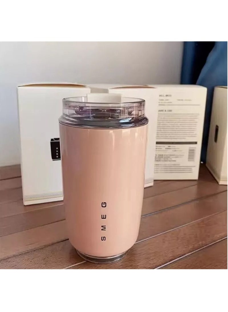 Travel Coffee Mug, 240ml Insulated Beverage Cup With Leakproof Lid, Long Lasting Coffee Tumbler With Lid And Straw, Travel Coffee Thermos Pink