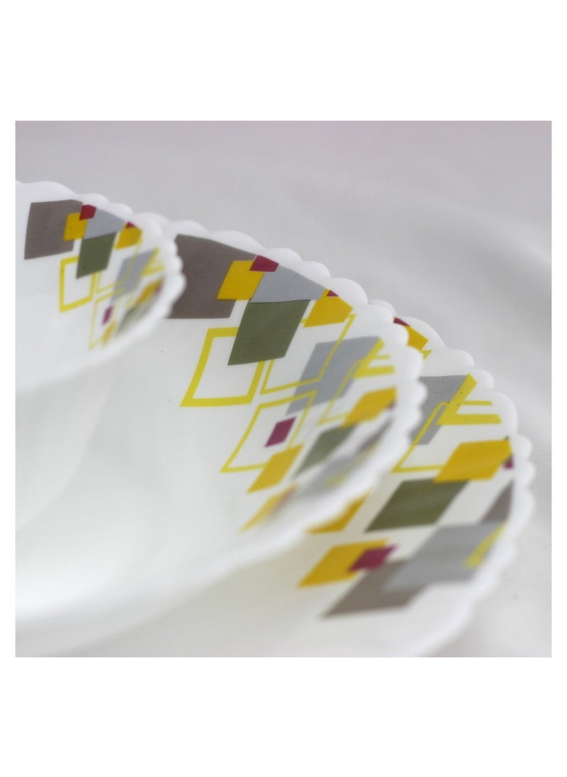 Melrich 12 Pcs Opal ware Dinnerware set 4 x Dinner plate 4 x Dessert Plates 4 x Bowls Dishwasher Microwave safe Scratch Resistant