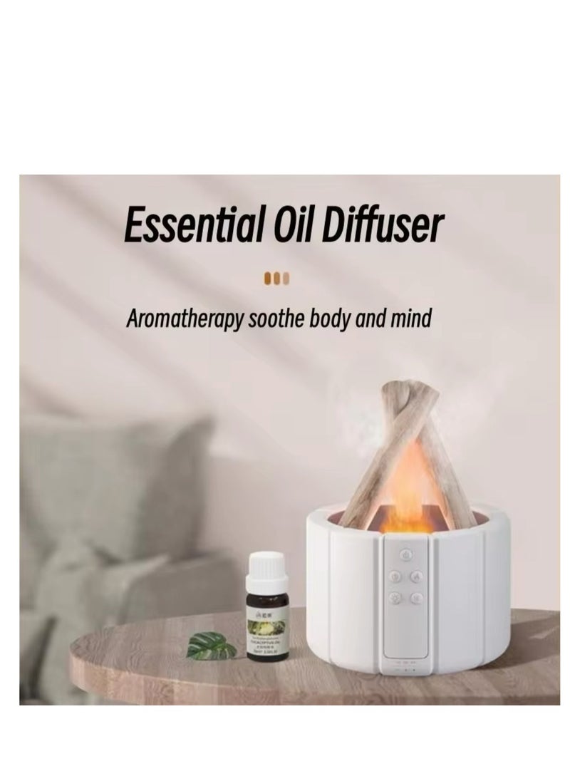 Air Humidifier Aroma Diffuser Remote Control USB Ultrasonic Bonfire Flame Light Home Essential Oil Fragrance Perfume Machine (Black)