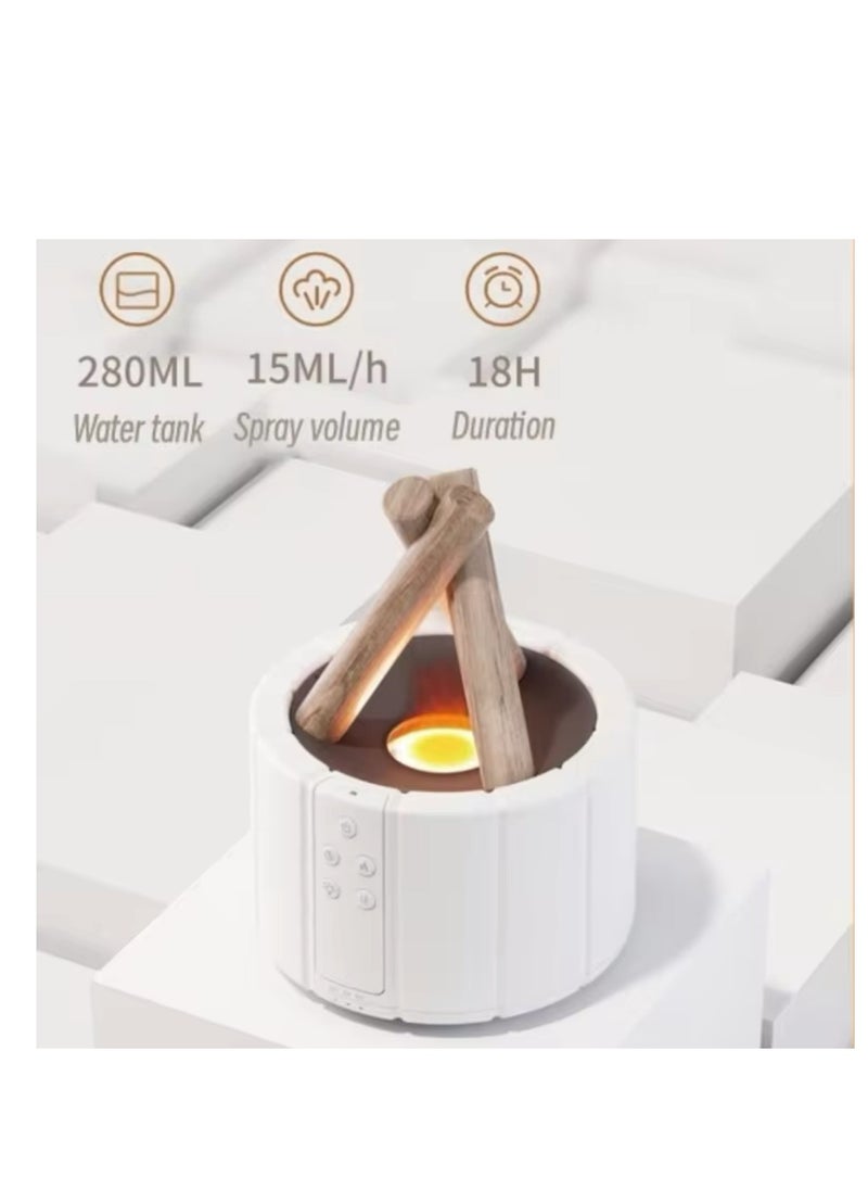 Air Humidifier Aroma Diffuser Remote Control USB Ultrasonic Bonfire Flame Light Home Essential Oil Fragrance Perfume Machine (Black)