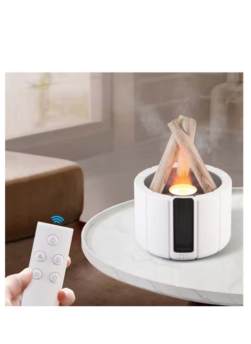 Air Humidifier Aroma Diffuser Remote Control USB Ultrasonic Bonfire Flame Light Home Essential Oil Fragrance Perfume Machine (Black)