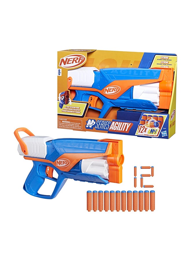 Hasbro Nerf N Series Agility Blaster, 12 N1 Darts Compatible Only N Series Blasters, 6 Dart Drum, Kids Outdoor Games