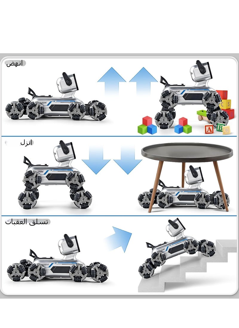 Remote Control Robot, 2.4Ghz Robot Dog, Eight-wheel Drive Stunt Robot, With Music & Light, Gesture Sensing Control, 2pcs Rechargeable Batteries, Birthday Gift for Boys Kids