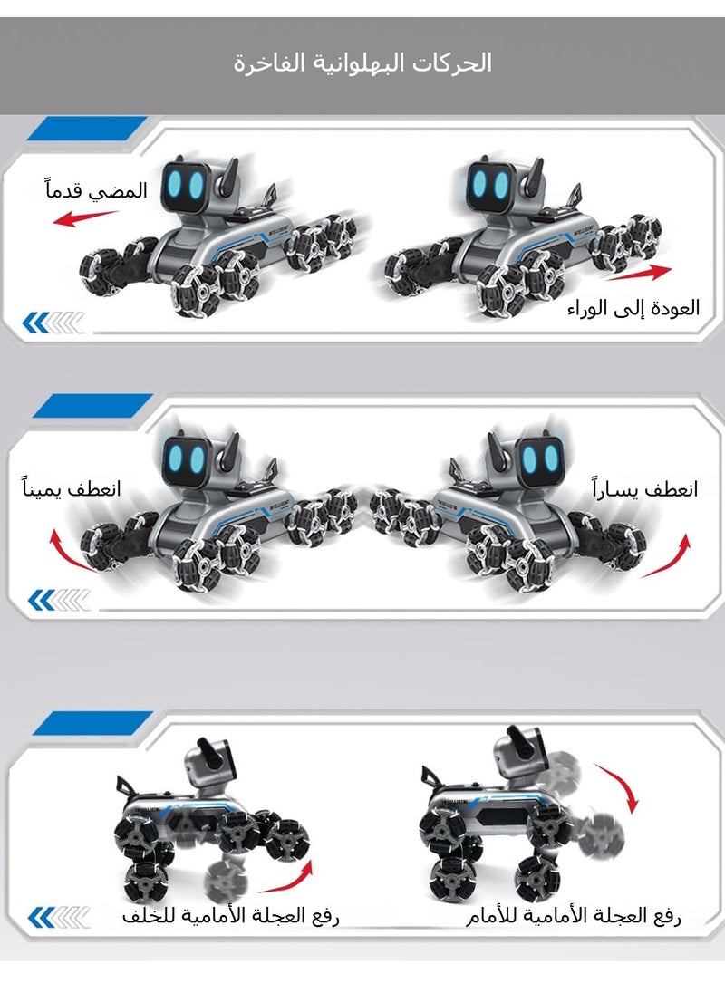 Remote Control Robot, 2.4Ghz Robot Dog, Eight-wheel Drive Stunt Robot, With Music & Light, Gesture Sensing Control, 2pcs Rechargeable Batteries, Birthday Gift for Boys Kids