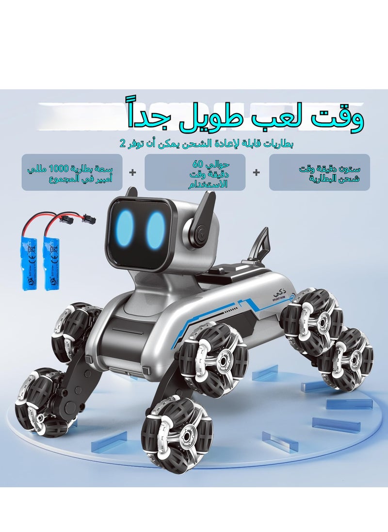 Remote Control Robot, 2.4Ghz Robot Dog, Eight-wheel Drive Stunt Robot, With Music & Light, Gesture Sensing Control, 2pcs Rechargeable Batteries, Birthday Gift for Boys Kids