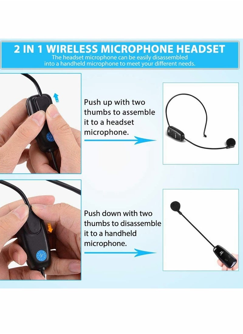 Wireless Microphones System Microphone Headset Lavalier Lapel Speak Beltpack Receiver Suitable for Smartphone Laptop Desktop PC Speaker Stage Public Speaking and Teaching
