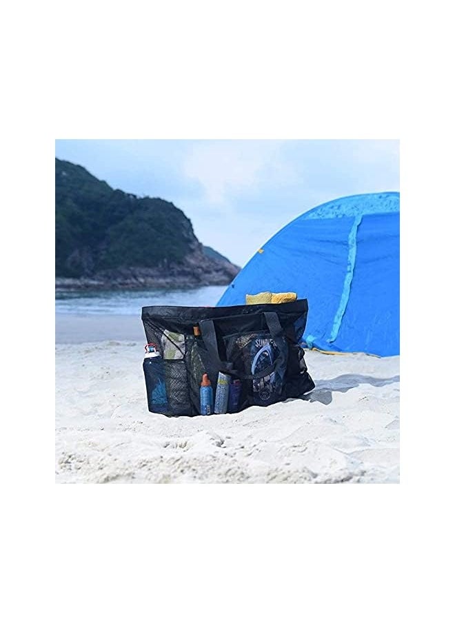Extra Large Beach Bag, XL Mesh Tote with Zipper and Pockets Ideal for Your Family Beach Trip