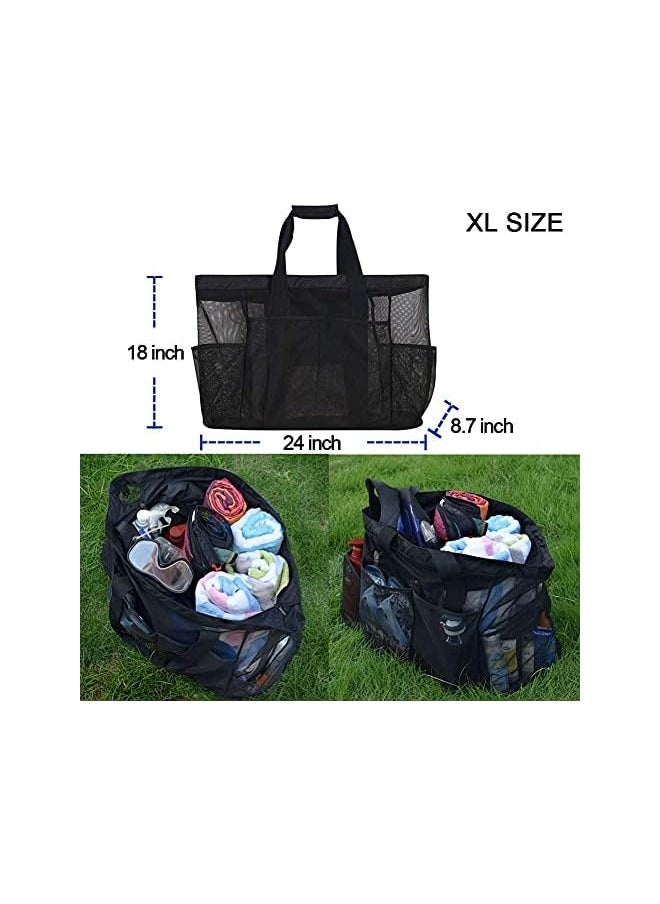 Extra Large Beach Bag, XL Mesh Tote with Zipper and Pockets Ideal for Your Family Beach Trip