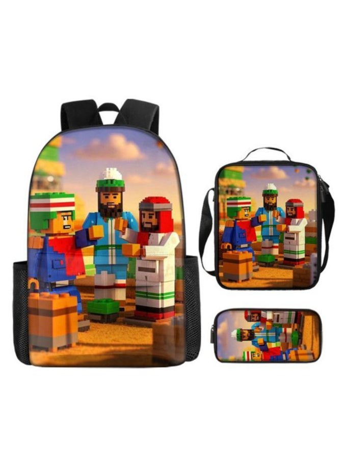 Three-piece set of cartoon characters (schoolbag, for students) - 623