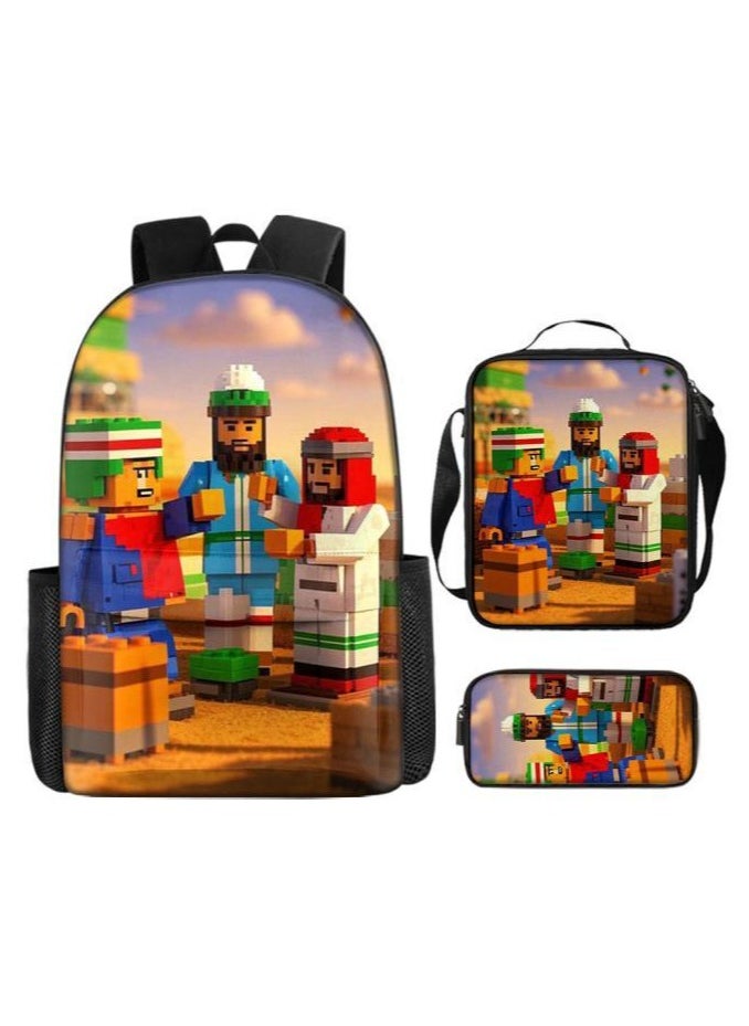Three-piece set of cartoon characters (schoolbag, for students) - 623