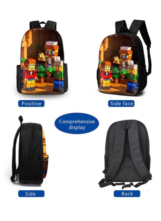 Cartoon three-piece schoolbag with front pocket - 1396