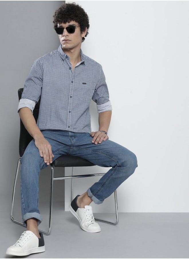 Men Regular Fit Checkered Full Sleeves Cutaway Collar Casual Shirt