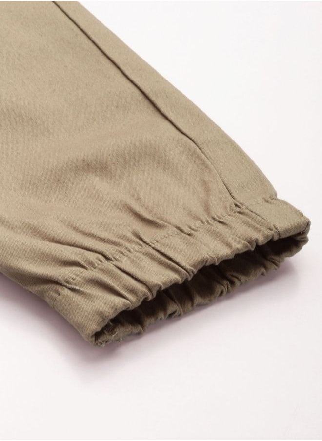 Men Slim Fit Solid Mid-Rise Stretchable Chino Joggers