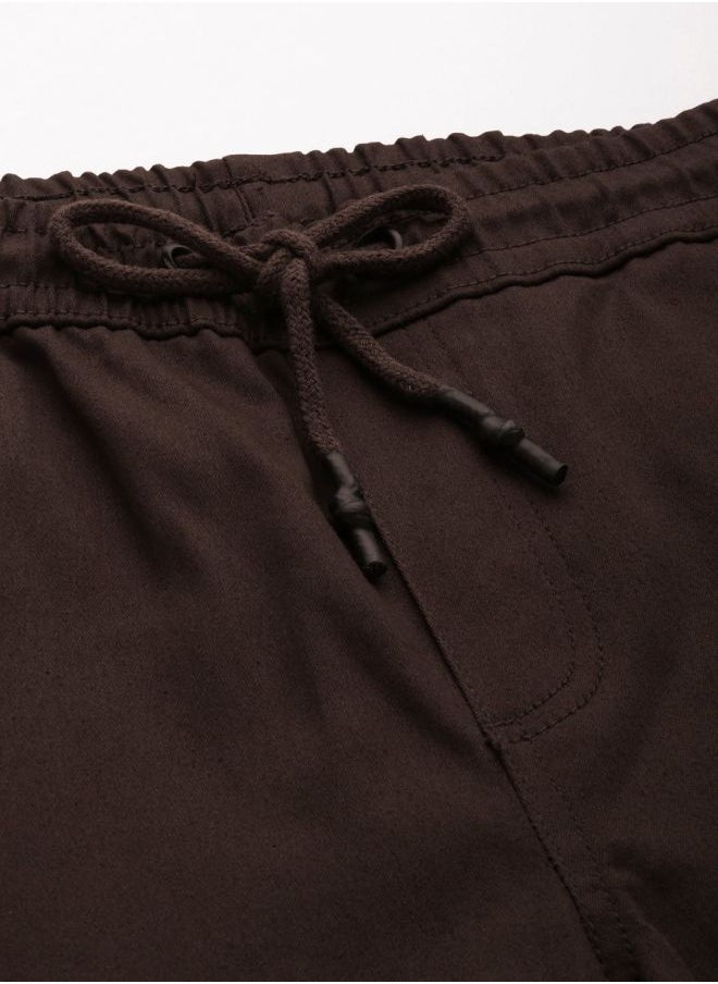 Men Slim Fit Solid Mid-Rise Stretchable Chino Joggers