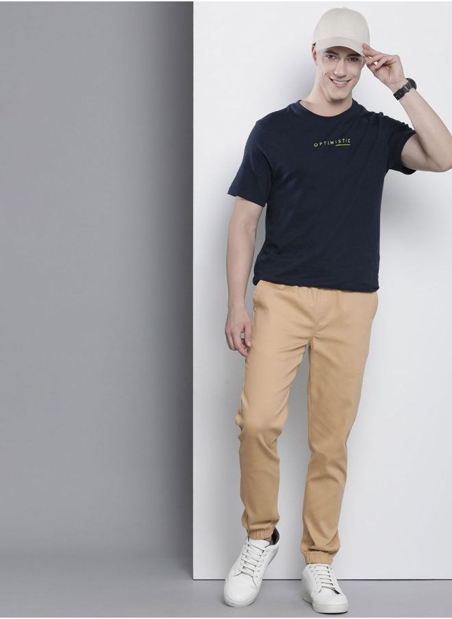 Men Slim Fit Solid Mid-Rise Stretchable Chino Joggers