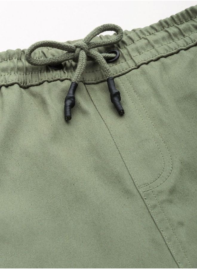 Men Slim Fit Solid Mid-Rise Stretchable Chino Joggers