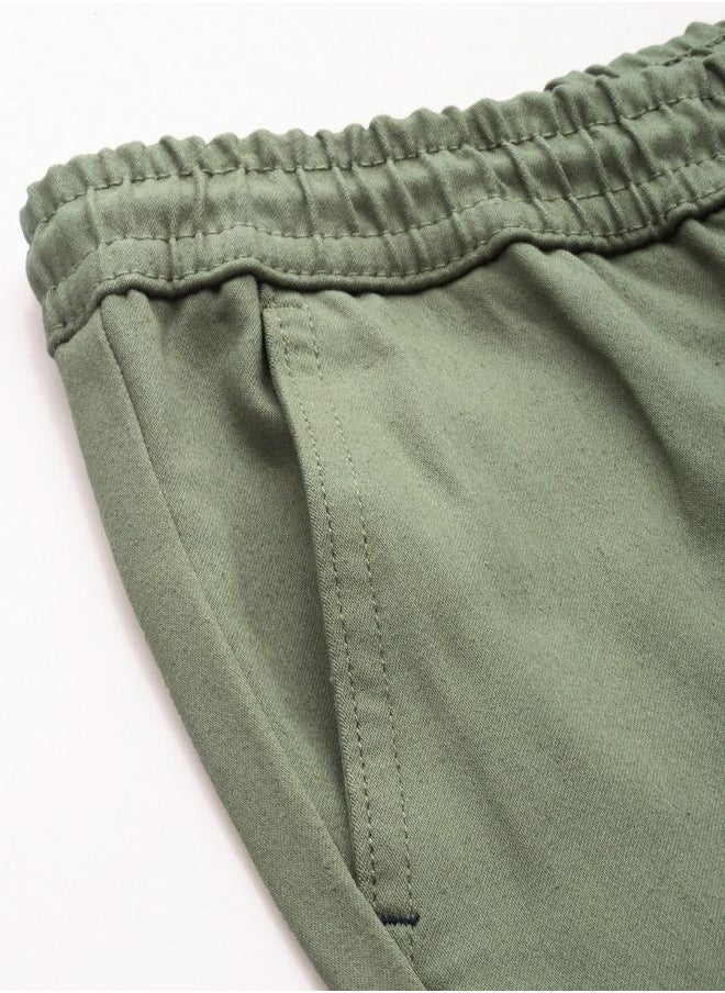 Men Slim Fit Solid Mid-Rise Stretchable Chino Joggers