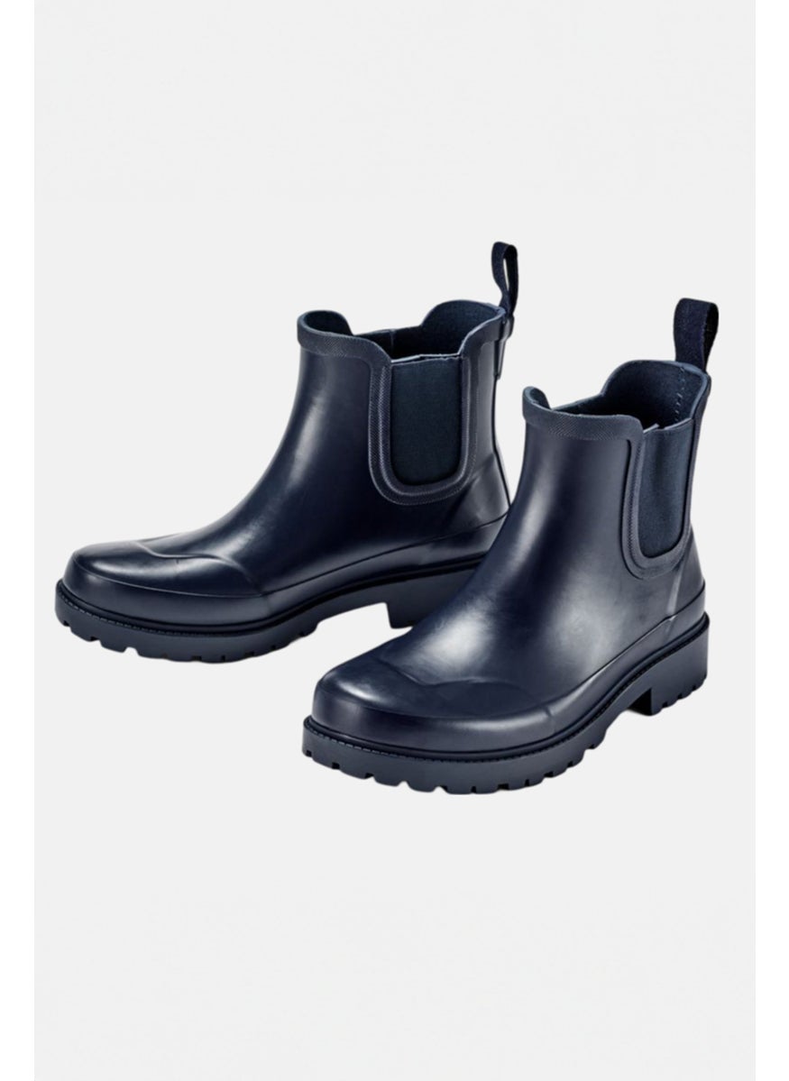 Women Chelsea Slip On Rain Boots, Navy