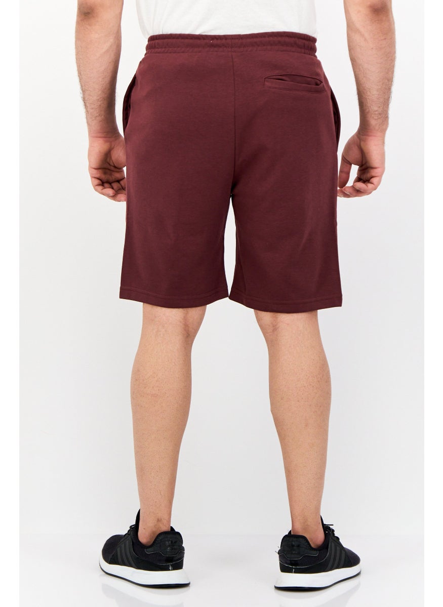 Men Drawstring Brand Logo Basic Short, Chocolate Brown