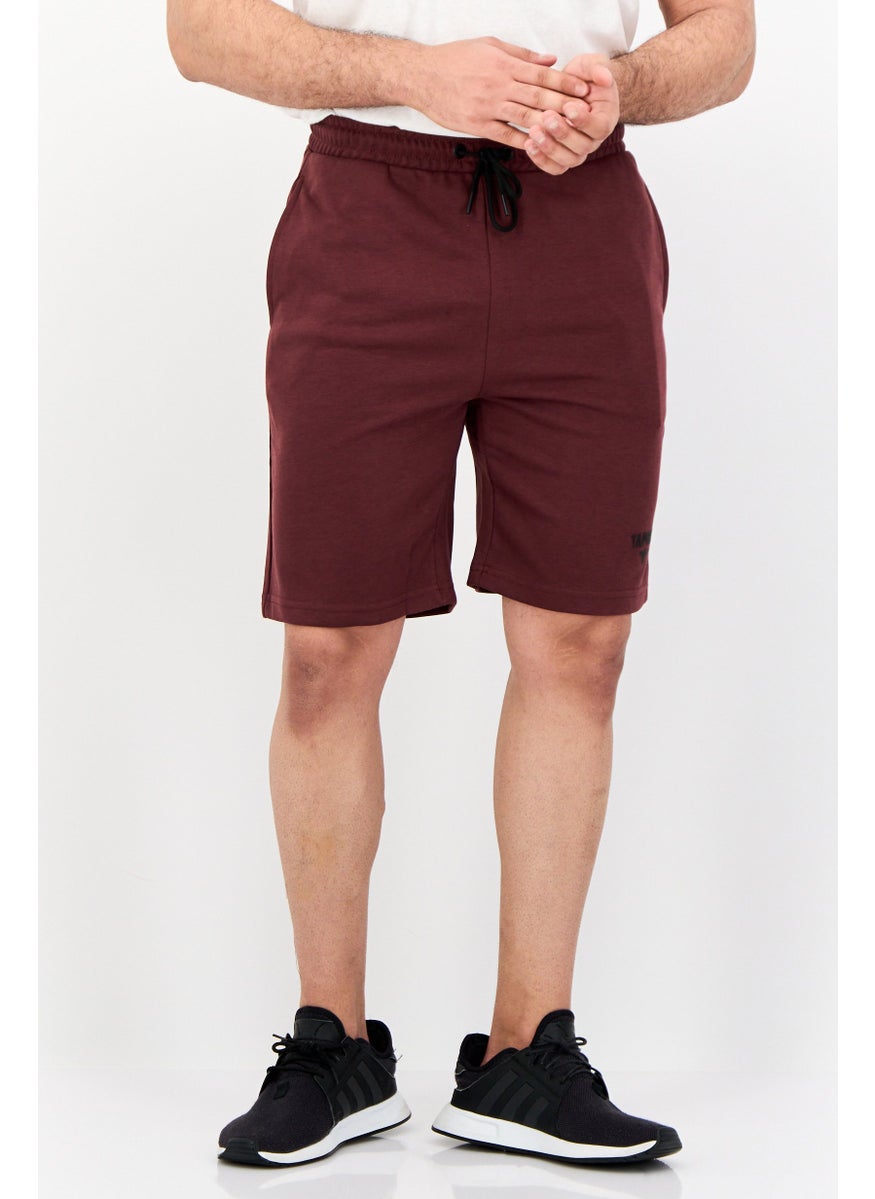 Men Drawstring Brand Logo Basic Short, Chocolate Brown