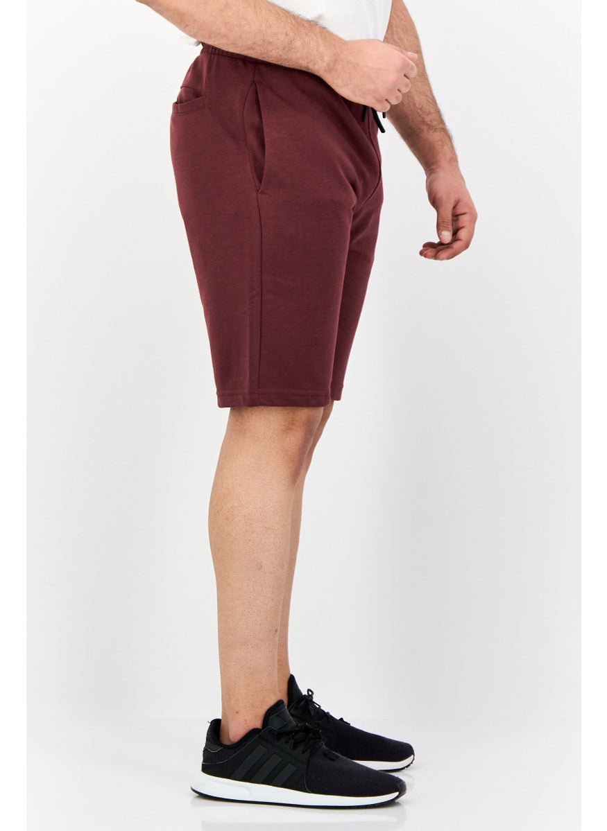 Men Drawstring Brand Logo Basic Short, Chocolate Brown