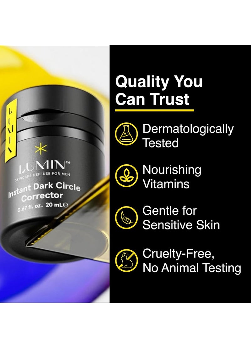Lumin Instant Dark Circle Corrector for Men (Not A Concealer), Reduce The Look of Dark Circles, Puffiness, Under Eye Men Makeup, Color Correcting Eye Cream, Perfect for Light Skin tones, 20mL
